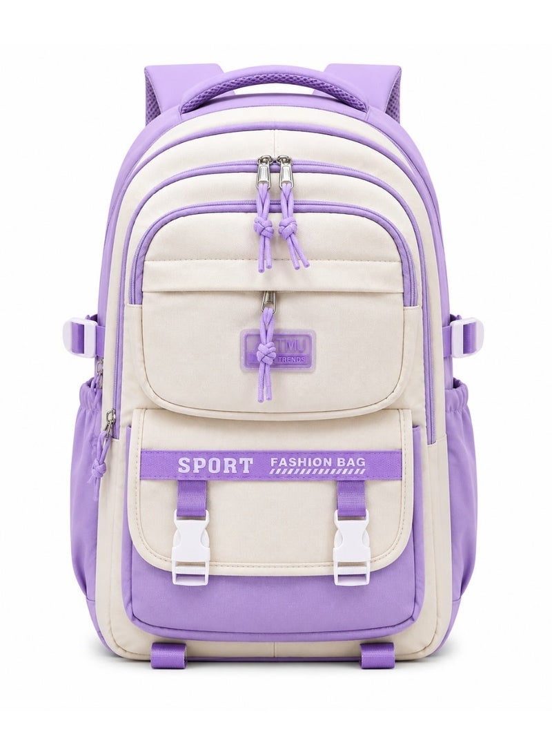 Kids School Backpack with Large Capacity, Multi-Pocket Lightweight Book Bag with Padded Shoulder Straps and Side Bottle Pockets for Boys & Girls - Image 1