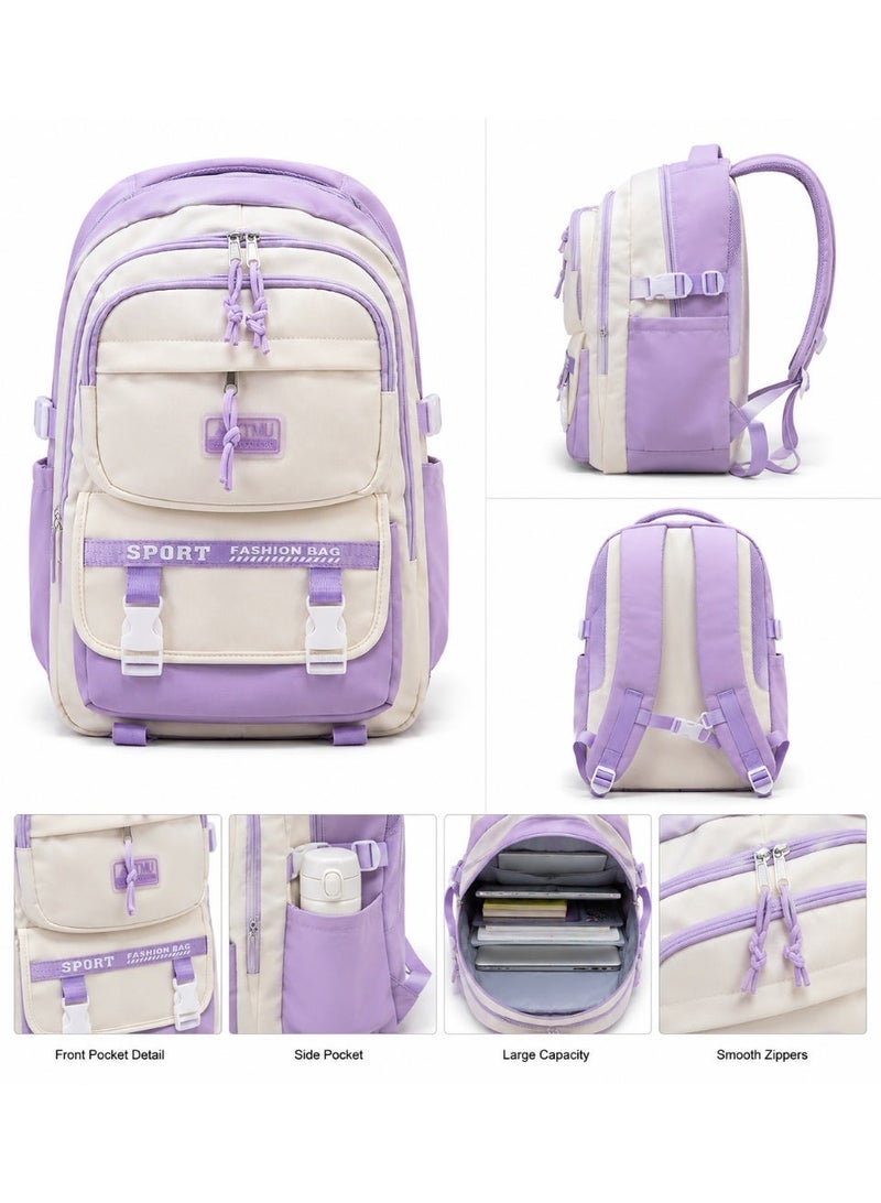 Kids School Backpack with Large Capacity, Multi-Pocket Lightweight Book Bag with Padded Shoulder Straps and Side Bottle Pockets for Boys & Girls - Image 2