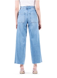 Web Denim Web Denim High Waist Stretch Jeans for Women - Cut Hem, Wide Leg Denim Pants  - Image 4