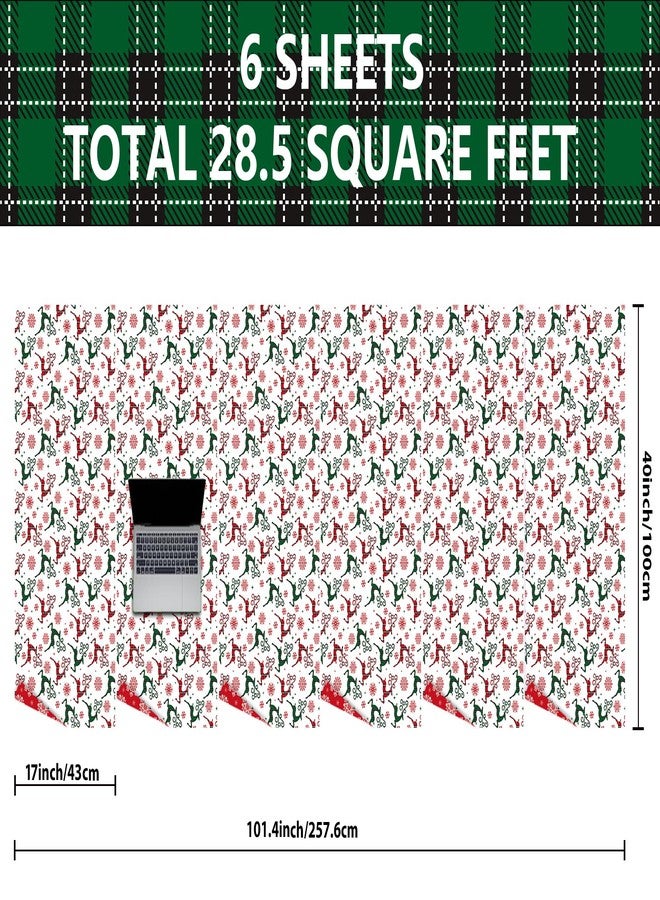 Vnaaem Reversible Christmas Wrapping Paper Roll - Red Green Buffalo Plaid, Reindeer & Snowflakes Design Gift Wrap for Holiday Party Celebration, DIY Craft - 17 In X 20 Ft(Total 28.5sq.ft) - Image 5