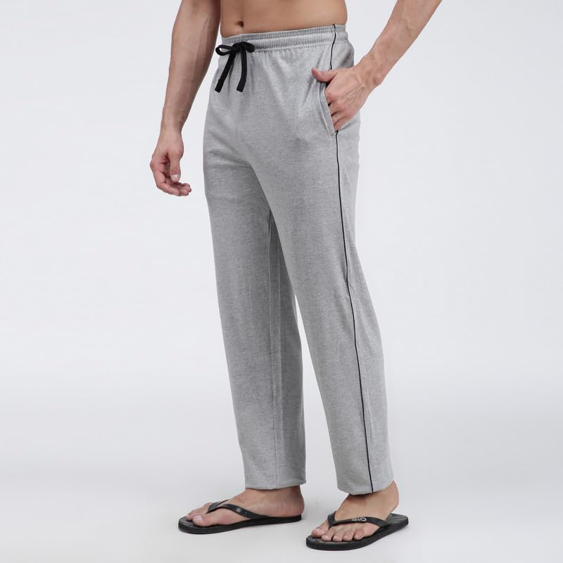 Amul Comfy Men’s Track Pant | 100% Cotton Super Combed Fabric | Adjustable Drawstring Closure | Slim Tailored Fit | Soft Comfortable Bottom | Color May Vary | (Pack of 1) Grey - Image 5