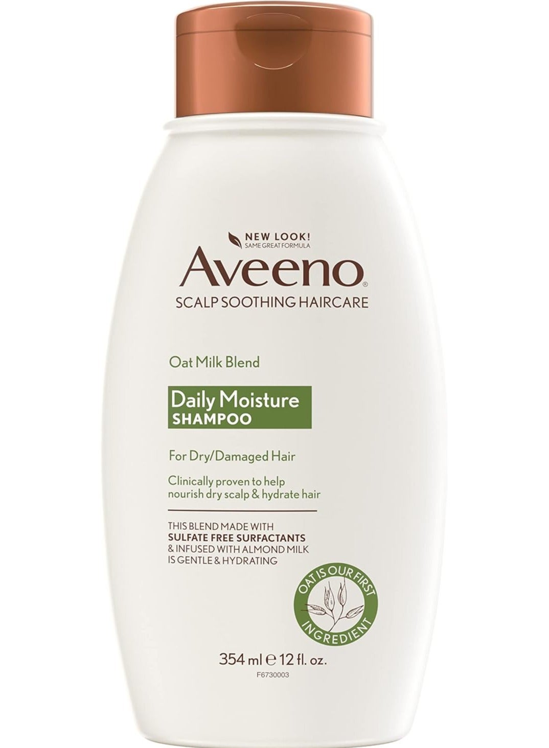 Aveeno Oat Milk Blend Daily Moisture Shampoo for Dry/Damaged Hair, Infused with Almond milk, Sulfate-Free, Paraben & Dye-Free, 12 Fl Oz (354ml)
