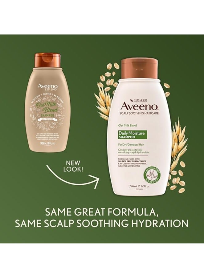 Aveeno Oat Milk Blend Daily Moisture Shampoo for Dry/Damaged Hair, Infused with Almond milk, Sulfate-Free,  Paraben & Dye-Free, 12 Fl Oz (354ml) - Image 2