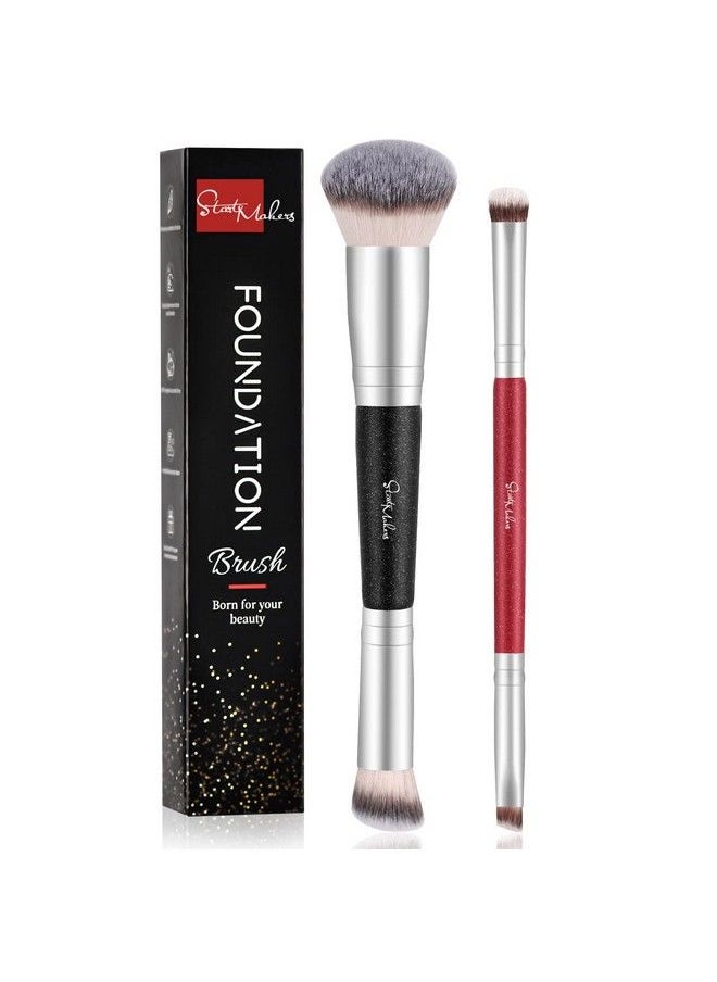 start makers - Makeup Brushes Dualended Foundation Brush Start Makers 2In1 Concealer Brush Face Eyebrow Eyeshadow Brush For Liquid Powder Buffing Blending Contouring Foundation Make Up Brushes(2Pcs) - Image 1