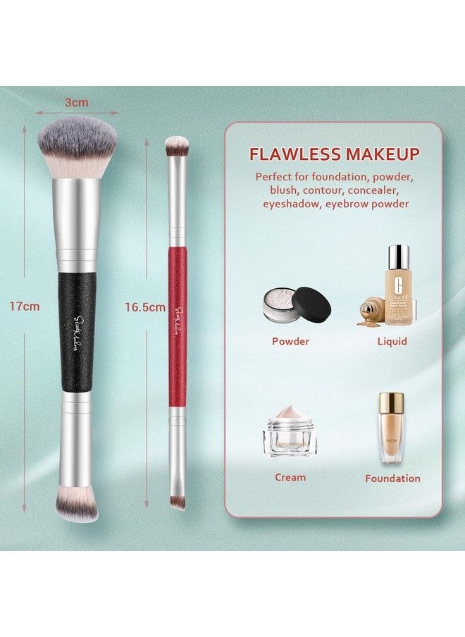 start makers - Makeup Brushes Dualended Foundation Brush Start Makers 2In1 Concealer Brush Face Eyebrow Eyeshadow Brush For Liquid Powder Buffing Blending Contouring Foundation Make Up Brushes(2Pcs) - Image 1