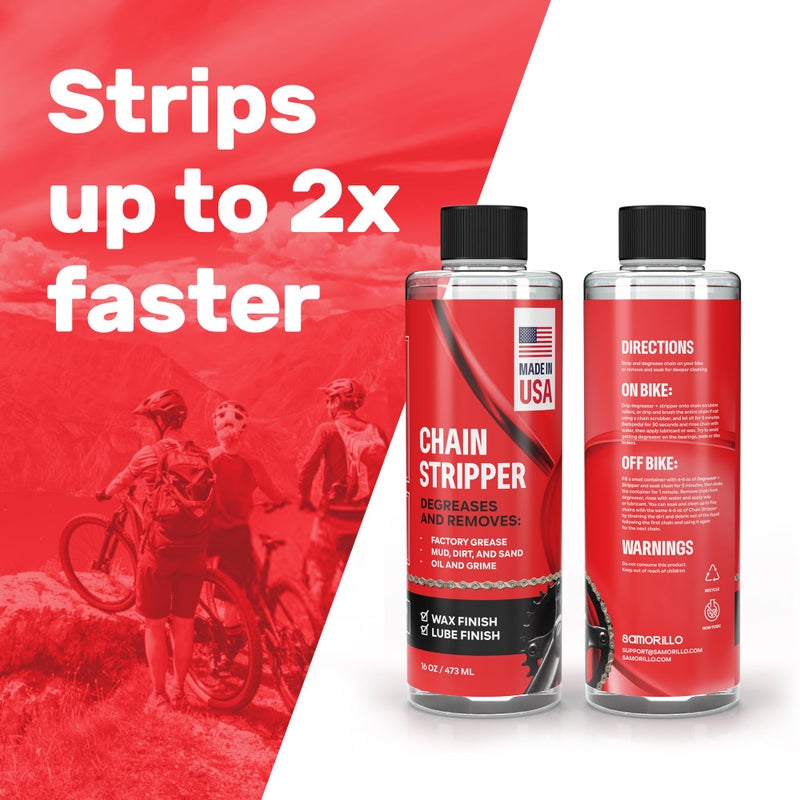 Samorillo Professional Bike Chain Stripper + Degreaser - 16oz Chain Cleaner & Wax Prep  Works in Minutes  Made in USA  Easy Drip-On Application On Bike  Soak for Deep Clean  Strip + Prep for Bike & Motorcycle - Image 2