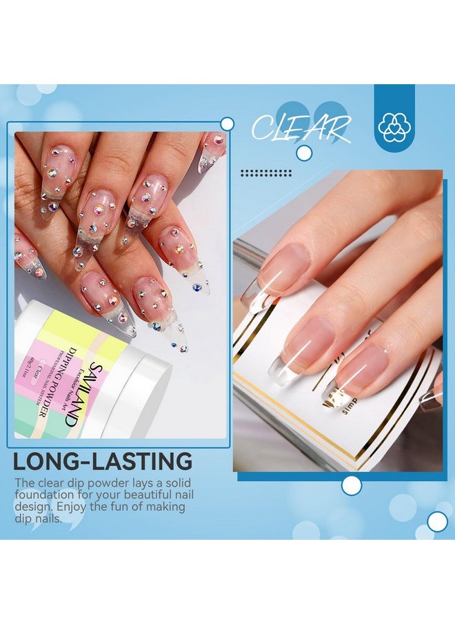 Saviland SAVILAND Clear Dip Powder - 2.1 oz/ 60g Dipping Powder Clear Nails Dip Powder Set for French Nail Art Starter Manicure, Strengthen Nail, Easy for Nail Beginners to Use No Nail Lamp Needed  - Image 2