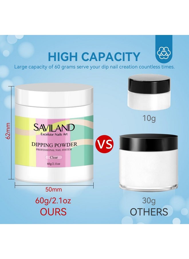 Saviland SAVILAND Clear Dip Powder - 2.1 oz/ 60g Dipping Powder Clear Nails Dip Powder Set for French Nail Art Starter Manicure, Strengthen Nail, Easy for Nail Beginners to Use No Nail Lamp Needed  - Image 3