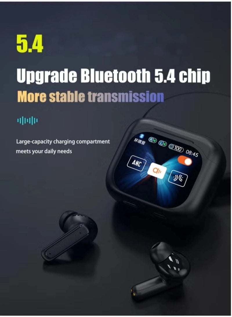 Generic Bluetooth 5.4 True Wireless Earbuds with Touch Screen, In-Ear Headphones with ENC Call Noise Reduction and Active Noise Cancelling, USB Charging Case, Compatible with iOS/Android, IPX5 Waterproof, Black  - Image 2