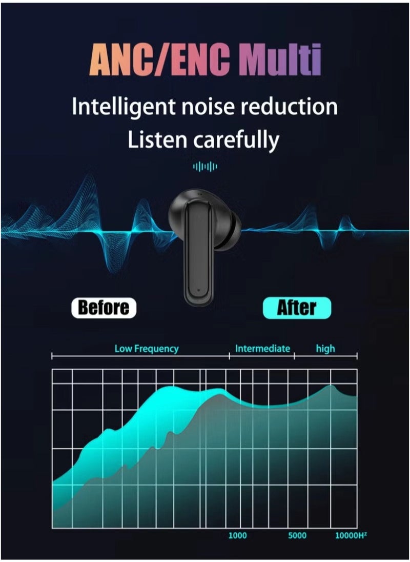 Generic Bluetooth 5.4 True Wireless Earbuds with Touch Screen, In-Ear Headphones with ENC Call Noise Reduction and Active Noise Cancelling, USB Charging Case, Compatible with iOS/Android, IPX5 Waterproof, Black  - Image 4