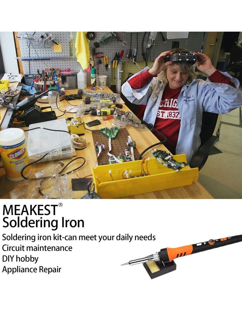 Soldering Iron kit, Soldering Gun, 8-in-1 Solder Iron kit Tool, Adjustable Temperature from 200 to 450℃ with 5 Soldering Iron Tips, Solder Wire, Soldering Iron Stand Soldering Repair Electronics - Image 2