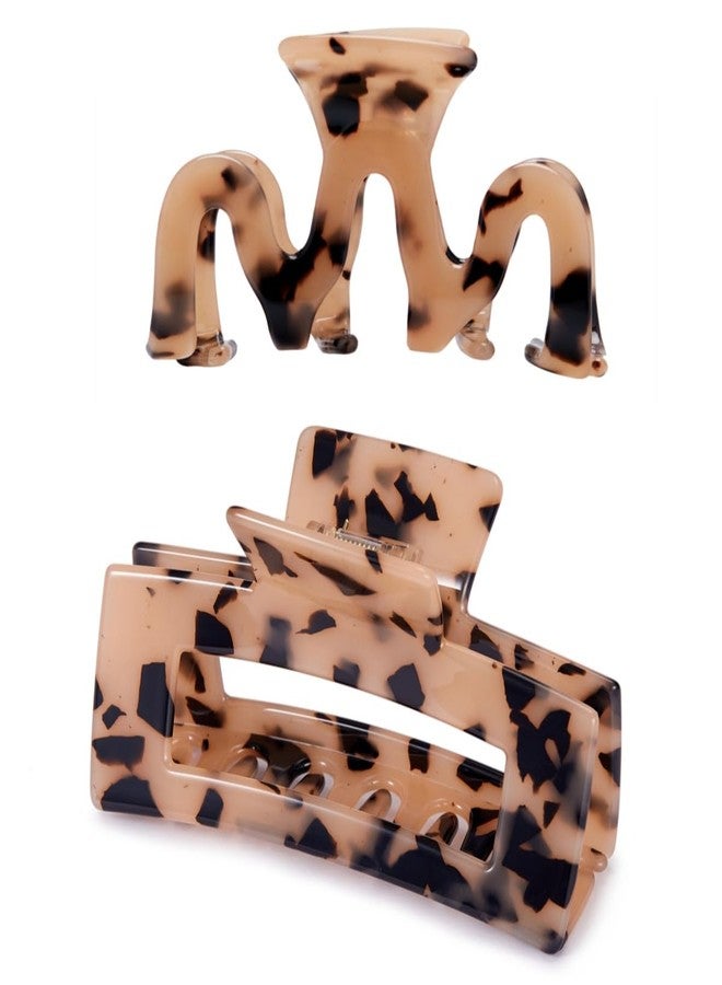 Sinide Cellulose Acetate Hair Clips 3.5 Inch, SINIDE 4.1 Inch Large Tortoise Shell Celluloid Claw Clips for Women Ladies, Fashion Hair Barrettes Accessories for Long Thick Thin Hair (2 Pack) - Image 1