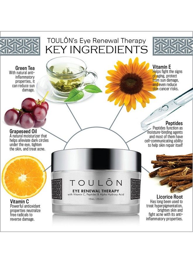 TOULON Eye Cream For Dark Circles And Puffiness. Reduces Lines And Wrinkles With Vitamin C Peptides and Alpha Hydroxy Acid. Minimizes Crows Feet Puffy Eyes And Bags - Image 4