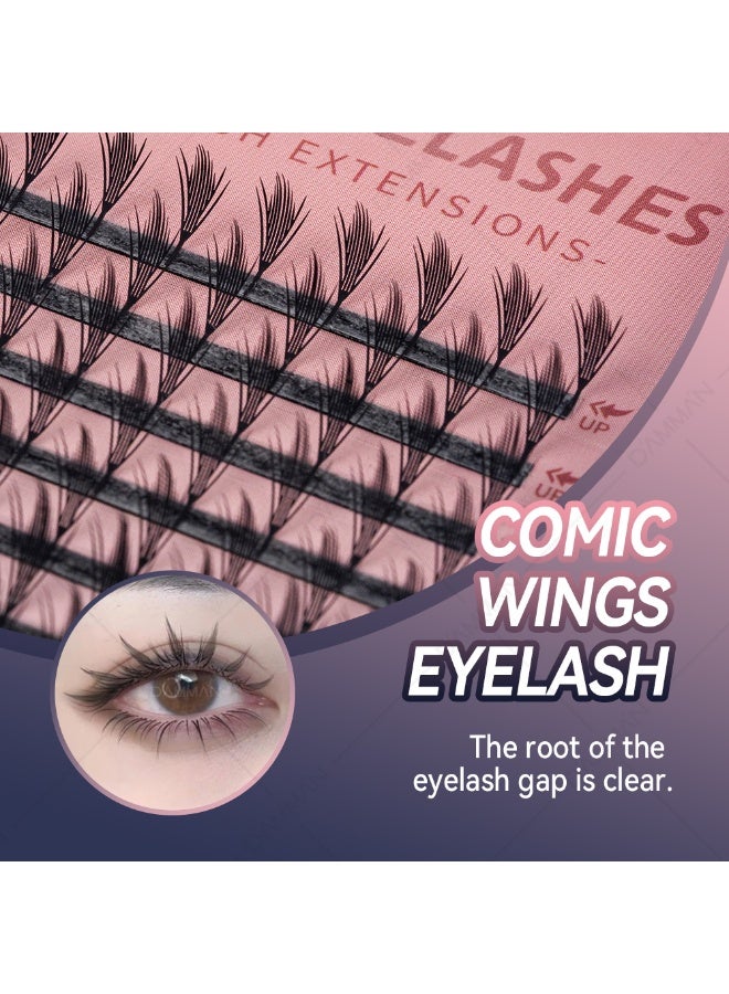 D'AMMA'N Manga Feather Cluster Lashes 12 Rows – 0.07mm D Curl 9–15mm Mix, Soft Natural Volume DIY Lash Extensions - Image 3