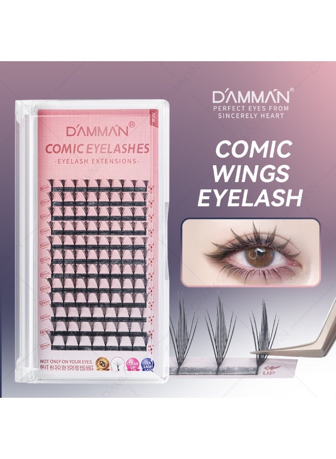 D'AMMA'N Manga Feather Cluster Lashes 12 Rows – 0.07mm D Curl 9–15mm Mix, Soft Natural Volume DIY Lash Extensions - Image 5