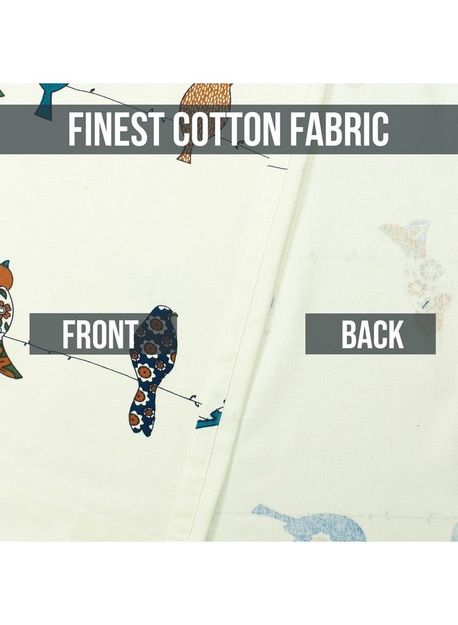 Story@Home Long Door Curtains 9 Feet Set of 1 | Cotton Curtains | Birds Design Bohemian Curtains | Light Filtering Curtains for Living Room | (116 x 275 cm, White & Mustard) | Perfect for Home Decor - Image 4