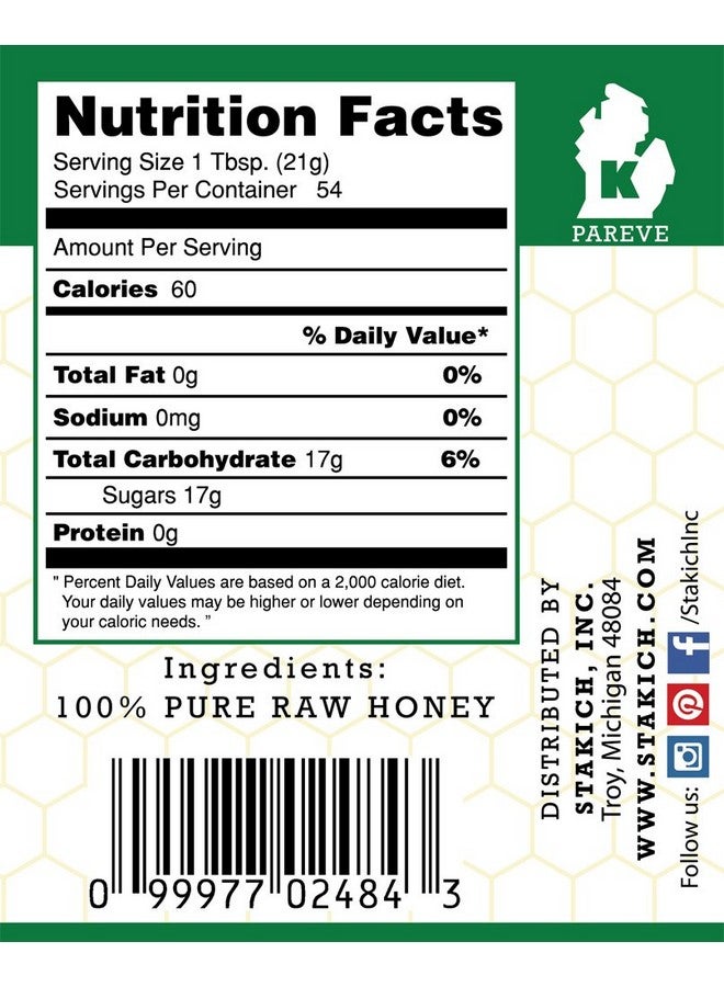 Stakich Buckwheat Antioxidant Raw Honey - Pure, Unprocessed, Unheated, Kosher (40 Ounce) - Image 2