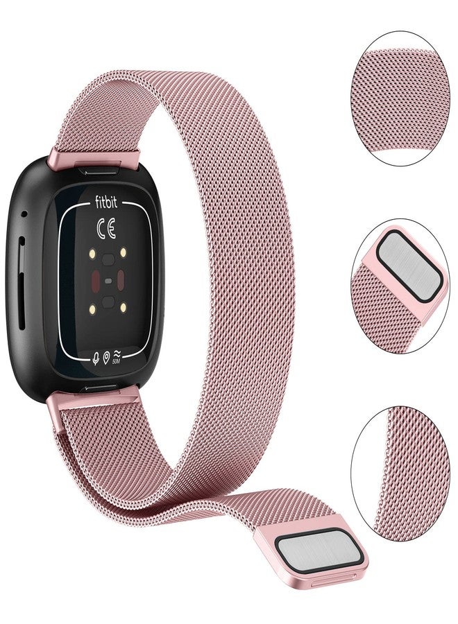 اي كي سوار معدني من AK متوافق مع Fitbit Sense 2 / Sense Bands/Fitbit Versa 4 / Versa 3 للرجال والنساء، سوار بديل مغناطيسي بحلقة شبكية من الفولاذ المقاوم للصدأ لـ Fitbit Sense 2 / Sense/Versa 4 / - Image 4