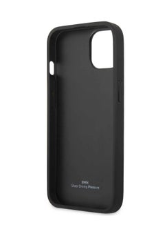 BMW iPhone 13 Hard Case Real Leather Back Cover Seat Pattern Tone On Tone Perforations Debossed Lines / Drop Protection / Premium Material / Easy Snap-on / Slim Profile - Black  - Image 5