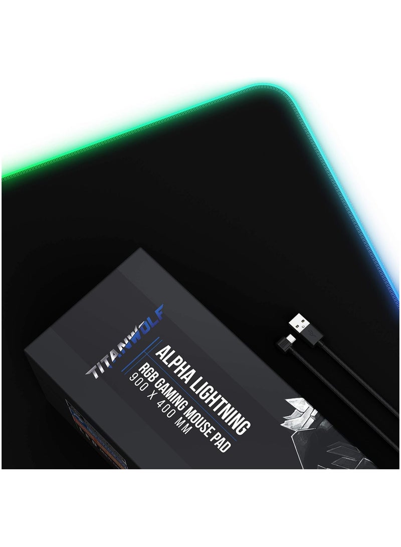 CSL-Computer CSL - XXXL RGB Gaming Mouse Mat - LED Desk Pad - 900x400 mm Oversize - XXL Mouse Pad - LED Multi colour - 11 lighting modes - 7 LED colours... - Image 4