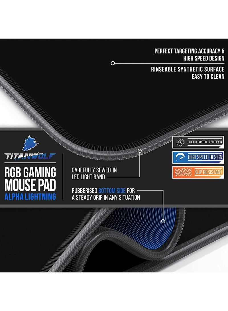 CSL-Computer CSL - XXXL RGB Gaming Mouse Mat - LED Desk Pad - 900x400 mm Oversize - XXL Mouse Pad - LED Multi colour - 11 lighting modes - 7 LED colours... - Image 2