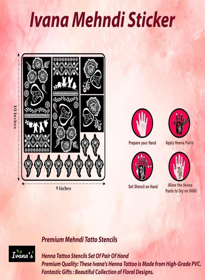 Ivana's Full Hand Mother and Baby Mehndi Stencil Sticker with Floral and Decorative Patterns | DES-1227 - Image 3