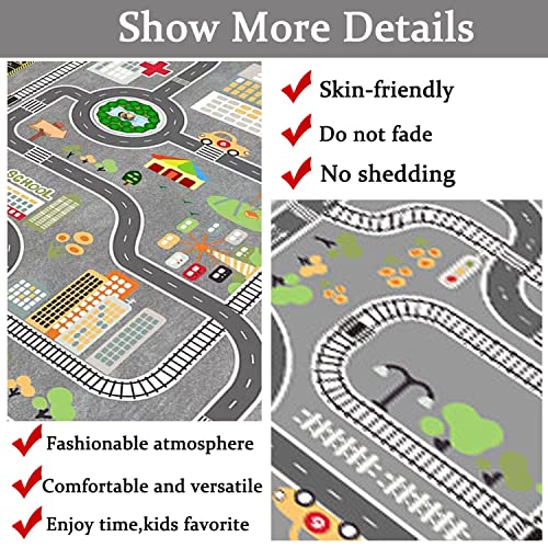 KEBEXXY Kids Rug Play Mat Great for Playing with Cars and Toys,Educational Kid Road and Traffic City Life Carpet,Children Baby Fun Throw Rug for Bedroom Play Room,24X35Inch/60X90CM - Image 2