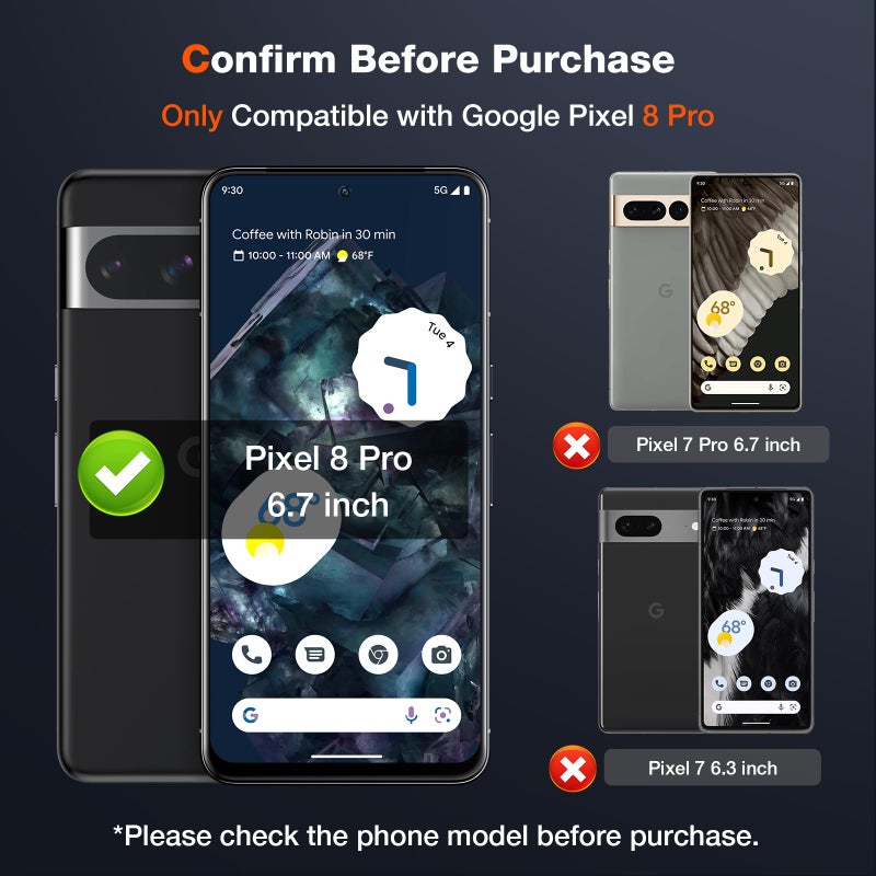 LK 2+2 Pack for Google Pixel 8 Pro Screen Protector+Camera Lens Protector - Image 2