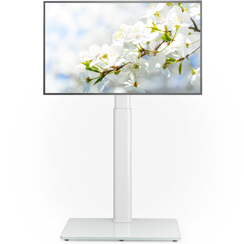 AX WABER Universal Floor TV Stand with Mount 70 Degree Swivel 9 Level Height Adjustable and Space Saving Design for Most 27 to 65 inch LCD, LED OLED TVs, Perfect for Corner & Bedroom White AX1006TW - Image 1
