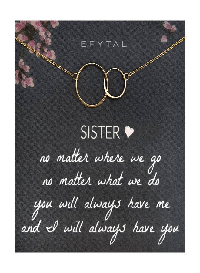 EFYTAL Sister Necklace, 14K Gold Plated 2 Circle Necklace for Women, Birthday Gifts for Sister from Sisters, Big Little - Image 1
