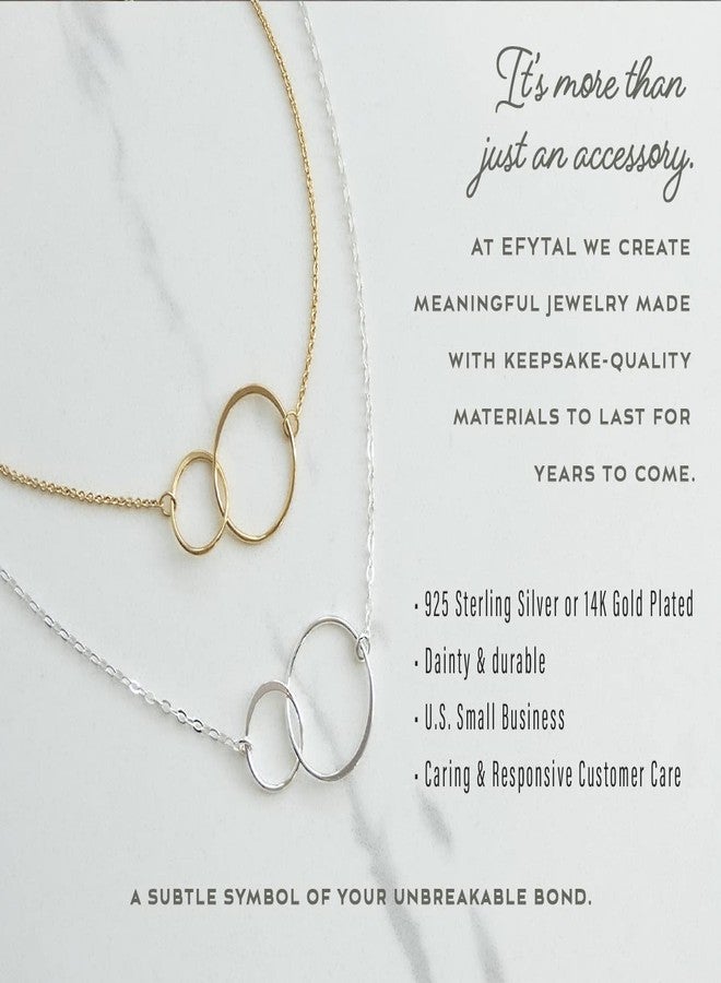 EFYTAL Sister Necklace, 14K Gold Plated 2 Circle Necklace for Women, Birthday Gifts for Sister from Sisters, Big Little - Image 2