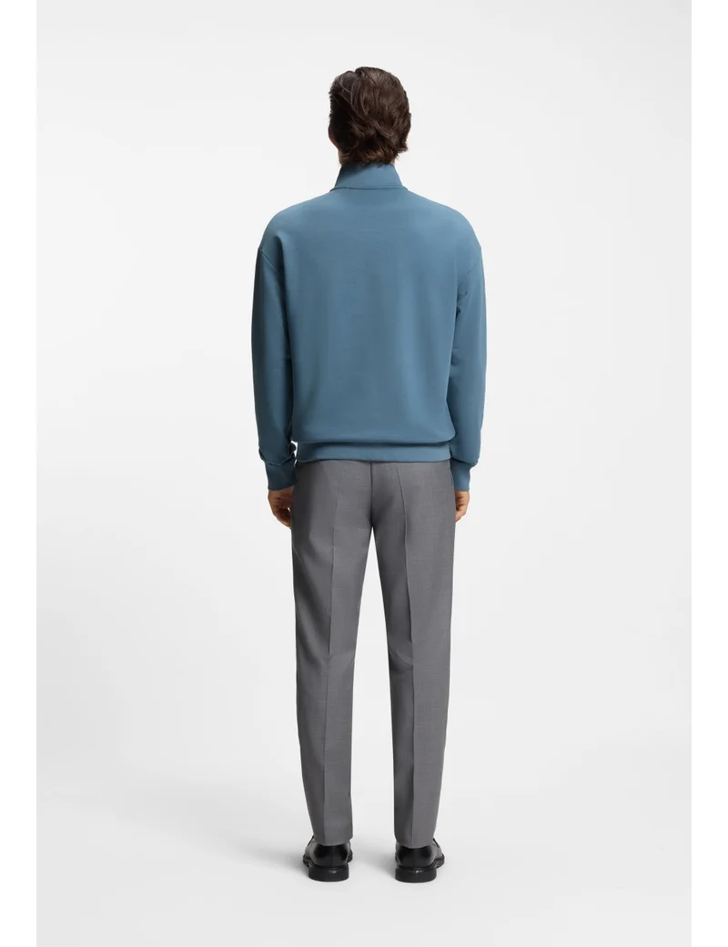 HUGO Zip-neck sweatshirt in cotton terry with logo print