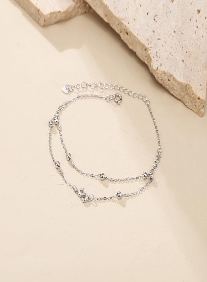FANZE 925 Sterling Sliver Cubic Zircon Layered Letter Initial Link Bracelets for Women Dainty Jewelry Gifts for Anniversary Birthday Valentines Mother Day Chrismas - Image 3
