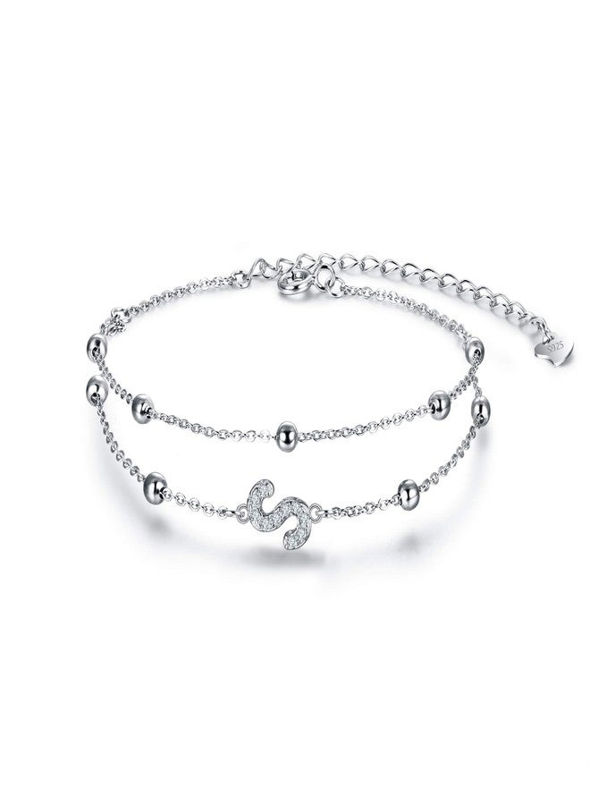 FANZE 925 Sterling Sliver Cubic Zircon Layered Letter Initial Link Bracelets for Women Dainty Jewelry Gifts for Anniversary Birthday Valentines Mother Day Chrismas - Image 1