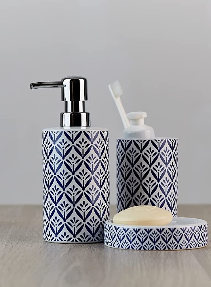 وينكو كوب فرشاة أسنان لوركا حامل فرشاة أسنان وفرشاة ومعجون أسنان سيراميك 6.5 × 11 × 6.5 سم أزرق - Image 4