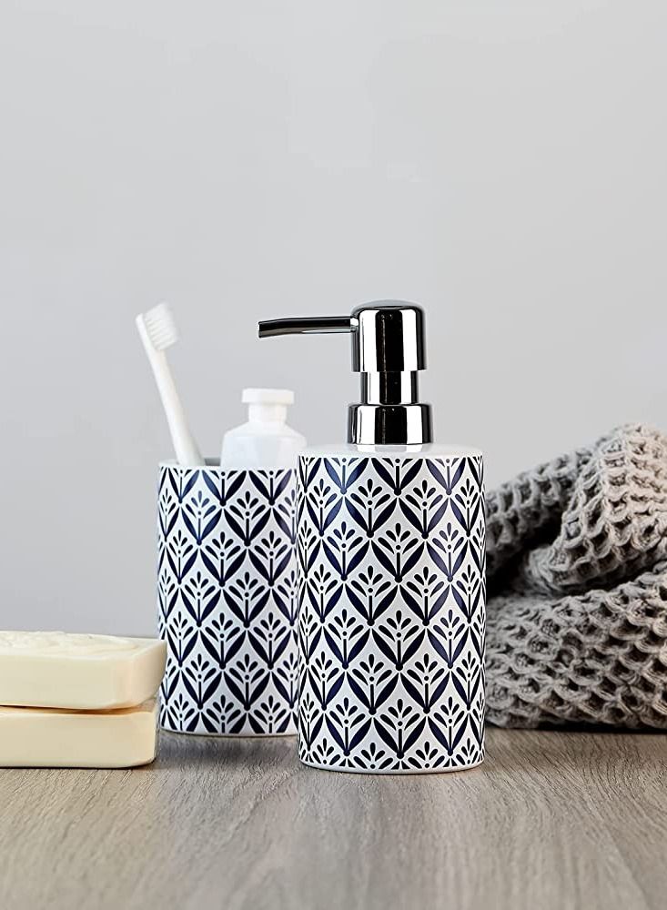 وينكو كوب فرشاة أسنان لوركا حامل فرشاة أسنان وفرشاة ومعجون أسنان سيراميك 6.5 × 11 × 6.5 سم أزرق - Image 5