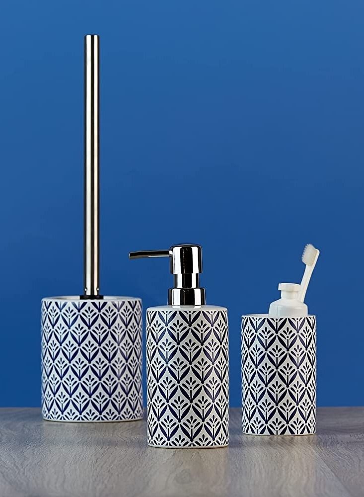 وينكو كوب فرشاة أسنان لوركا حامل فرشاة أسنان وفرشاة ومعجون أسنان سيراميك 6.5 × 11 × 6.5 سم أزرق - Image 3