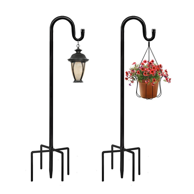 JOYSEUS Shepherd Hooks 2 Pack - 48 Inches High 1/2 Inch Thick Adjustable Rust Resistant Shepards Hooks for Outdoor Solar Lights, Lanterns, Flower Basket, Bird Feeder. - Image 1