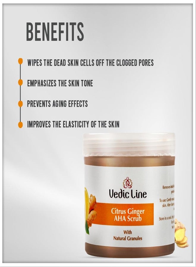 Vedic Line Citrus Ginger Aha Scrub, Reduce Dead Skin, Dirt & Impurities With Walnut Shell Powder, Ginger Root And Orange Peel For Healthy Clear Skin,100Ml - Image 3