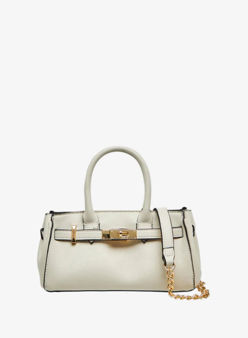 Bessie London Bessie London-Tote bag W/silhouette with black piping. gold-tone chain strap-White-Q3-SS26