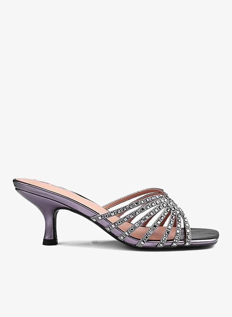 كابلي صندل كعب نسائي بأشرطة متشابكة بأناقة