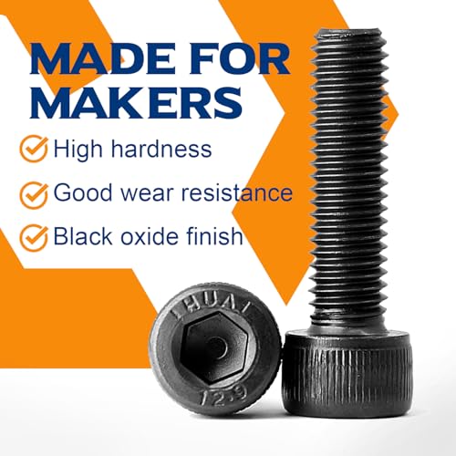 KONGKI M8-1.25 x 70mm Socket Head Cap Screws Bolts, Allen Drive, 12.9 Alloy Steel, Full Thread, Black Oxide, 10 PCS (with Hex Spanner) - Image 3