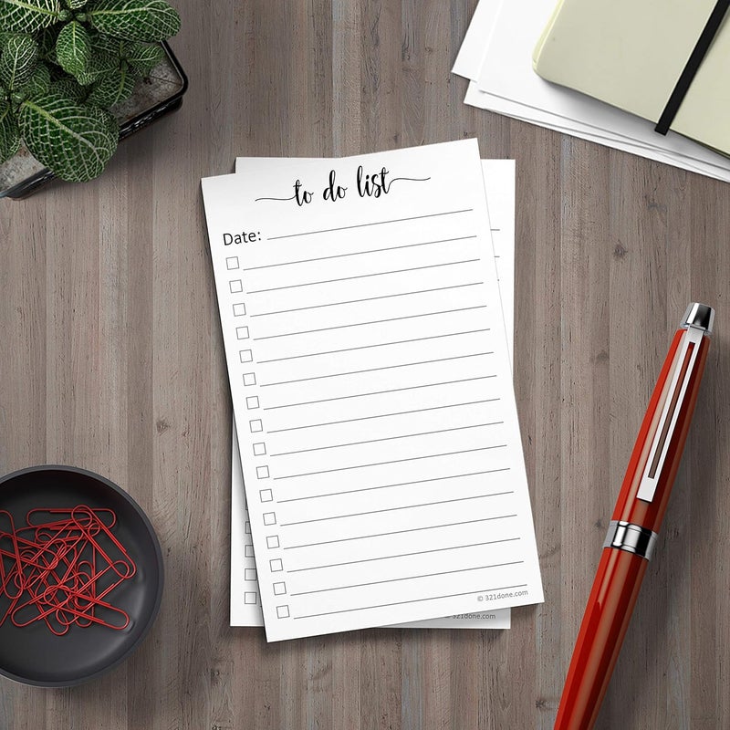 321Done To Do List Cards 3" x 5" (Set of 100) Vertical Index Cards, Double-Sided Notecards with Date To-Do Checklist - Thick Card Stock - Made in The USA, Simple Script - Image 3