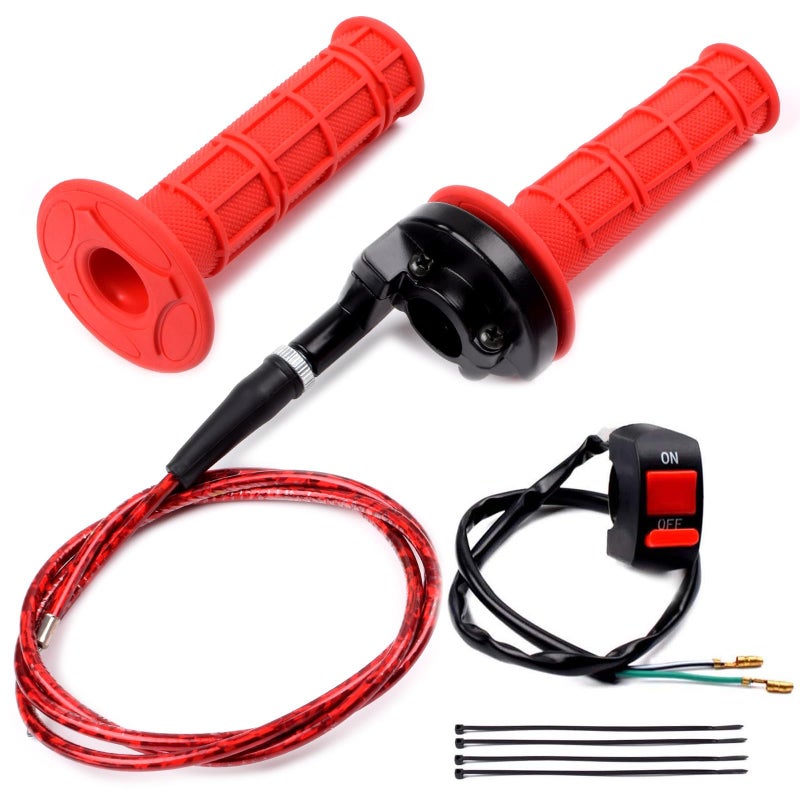 Riyitauto 7/8" 22mm Twist Throttle Accelerator Soft Rubble Handle Grip Cable kit for 50cc 90cc 110cc 125cc 4-Stroke SSR Coolster Apollo CRF50 Roketa Pit/Dirt/Mini/ATV Quad Pocket Bike - Image 1