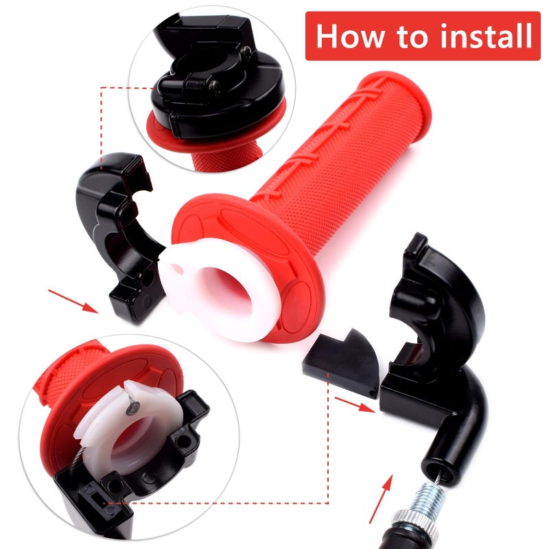 Riyitauto 7/8" 22mm Twist Throttle Accelerator Soft Rubble Handle Grip Cable kit for 50cc 90cc 110cc 125cc 4-Stroke SSR Coolster Apollo CRF50 Roketa Pit/Dirt/Mini/ATV Quad Pocket Bike - Image 4
