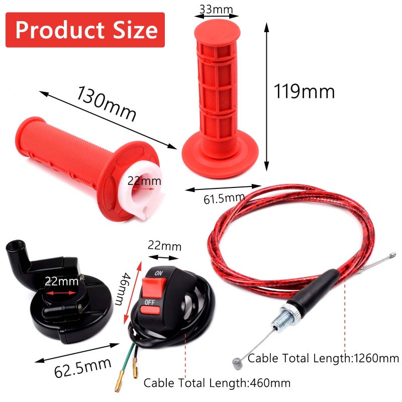 Riyitauto 7/8" 22mm Twist Throttle Accelerator Soft Rubble Handle Grip Cable kit for 50cc 90cc 110cc 125cc 4-Stroke SSR Coolster Apollo CRF50 Roketa Pit/Dirt/Mini/ATV Quad Pocket Bike - Image 5