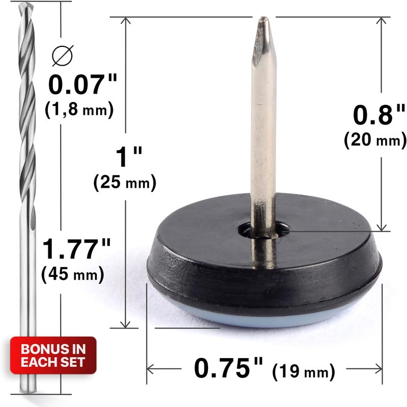 X-Protector Chair Glides – 0.75" Furniture Glides 40 pcs – Grey Nail-on Chair Sliders – Premium Chair Leg Floor Protectors – Slide Effortlessly with Leg Pads That Protect Your Floor! - Image 3