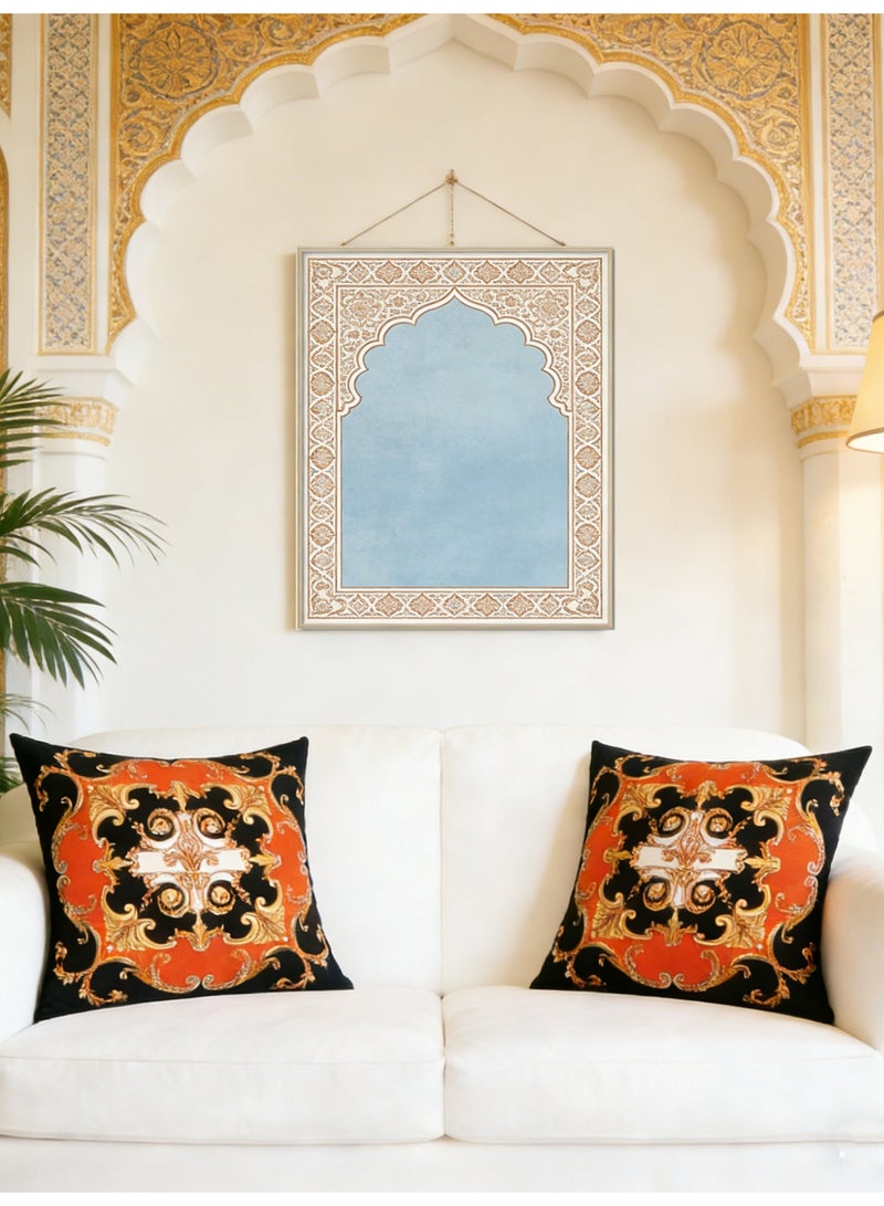 غطاء وسادة مخملية فاخرة مجموعة من 2 ، 45x45 سم رمي غطاء وسادة ، كلاسيكي ريترو هندسي تجريدي ديكور كيس كيس كيس ، لغرفة المعيشة أريكة سيارة كيس كيس كيس (نمط مزدوج الجانبين) - Image 4