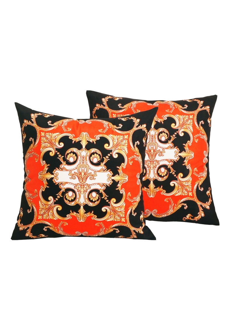 غطاء وسادة مخملية فاخرة مجموعة من 2 ، 45x45 سم رمي غطاء وسادة ، كلاسيكي ريترو هندسي تجريدي ديكور كيس كيس كيس ، لغرفة المعيشة أريكة سيارة كيس كيس كيس (نمط مزدوج الجانبين) - Image 1