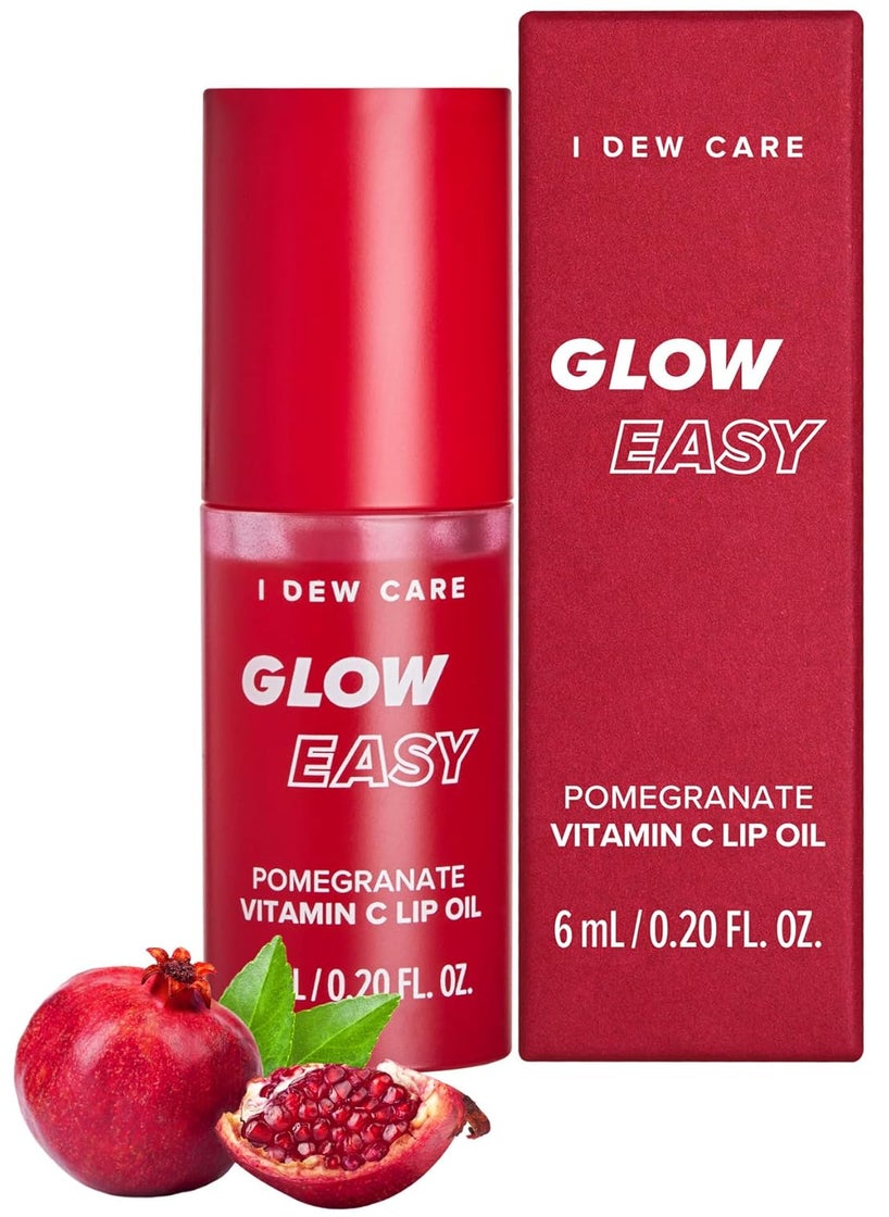 I DEW CARE - I DEW CARE Lip Gloss - Glow Easy Pomegranate | Jojoba Seed Oil, Vitamin C, Pigmented Glossy Stain, Hydrating, Korean Makeup, Pink Color, Moisturizing, Nourishing Crystal Glass Clear, 0.20 FL Oz - Image 1